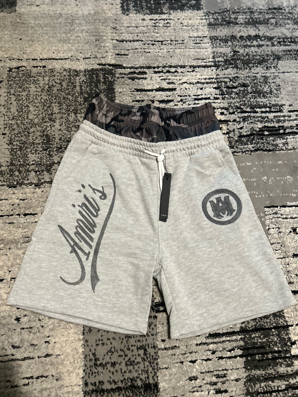 AMIRI Light Gray Logo Athletic Drawstring Shorts